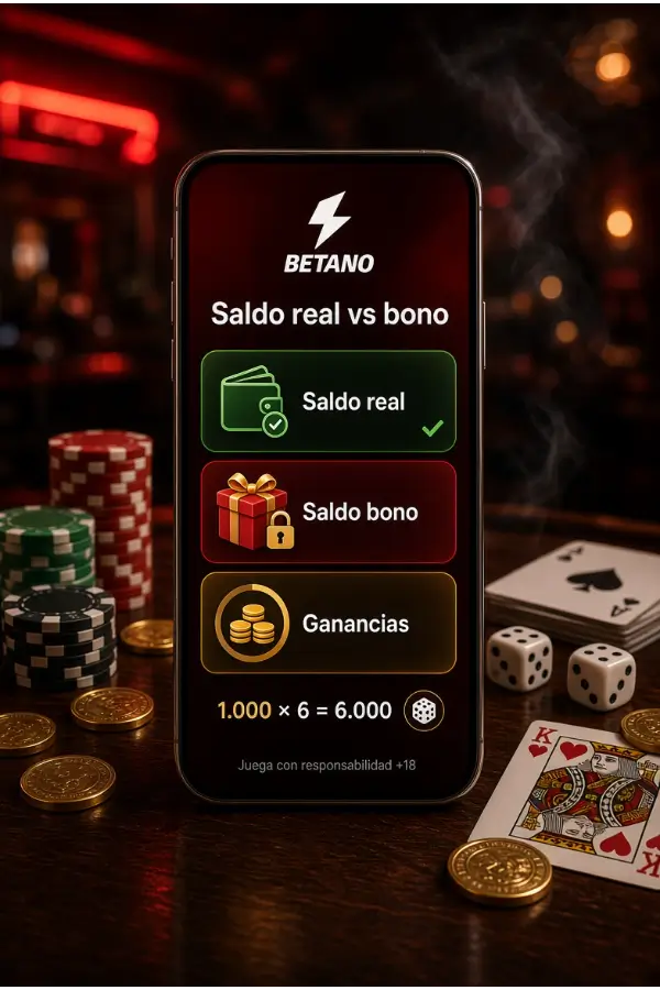 Saldo real y saldo promocional de Betano Argentina